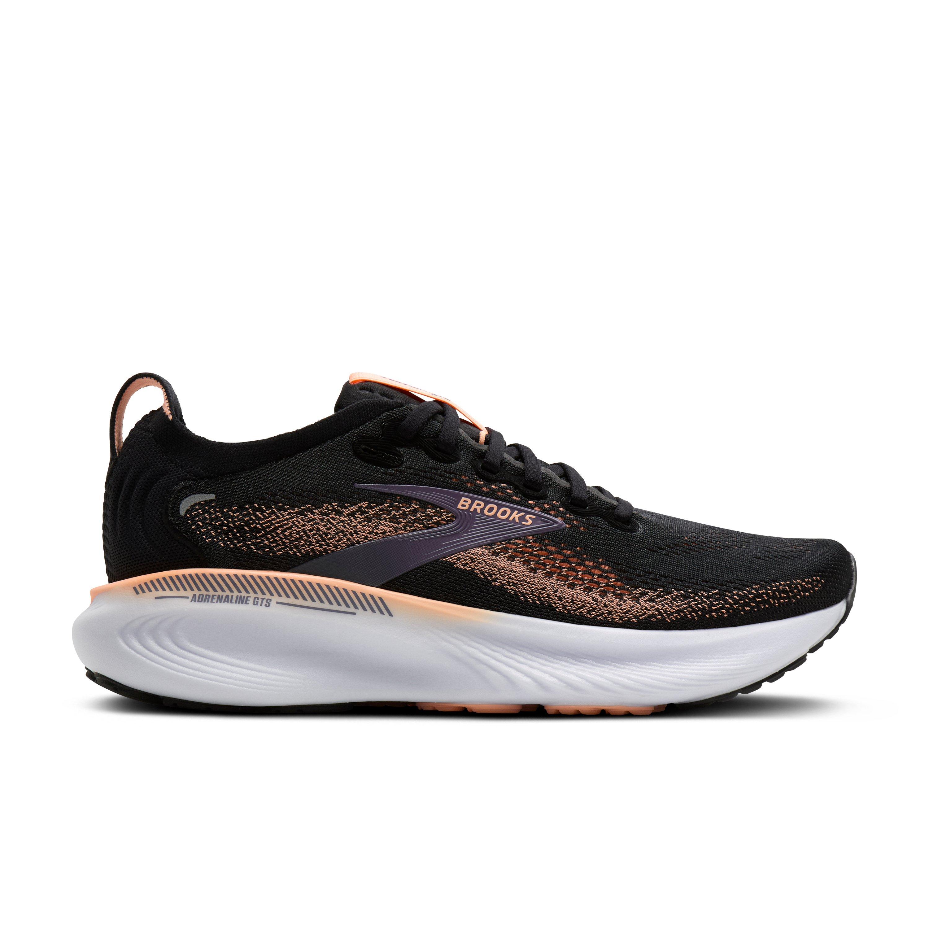 Brooks Adrenaline GTS 25 "Black/Peach/Mulled Grape" Women's Running Shoe - BLACK/PEACH/GRAPE